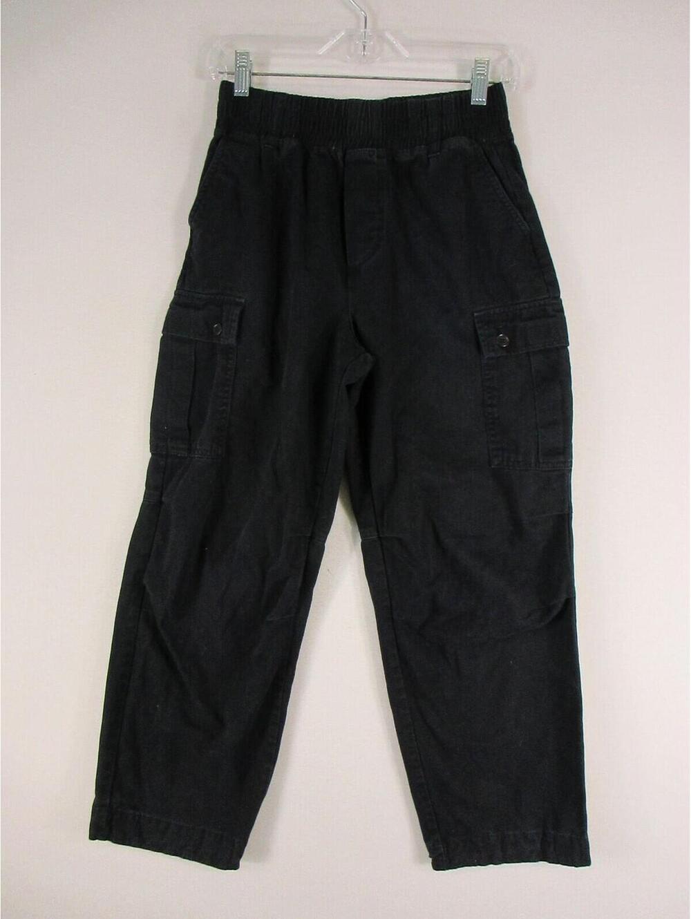 Forever 21 Pants Womens S Black Elastic Waist Cargo Pocket Casual Tapered Fit
